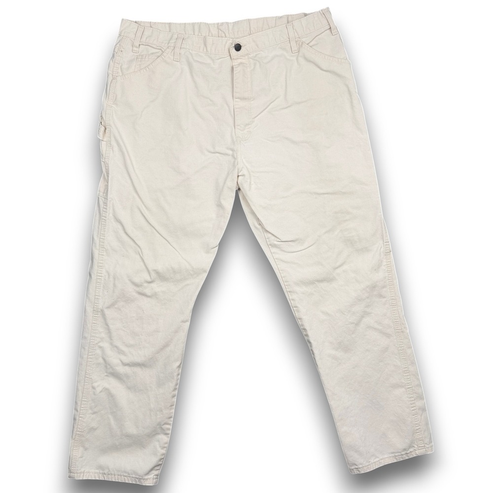 Dickies Carpenter Pants Mens‎ 42 Cream Workwear Utility Heavyweight Duck Canvas